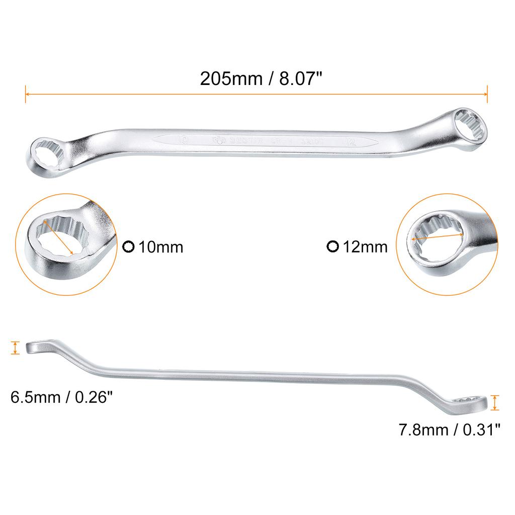 1/2pcs 45-Degree Offset Box End Wrench 12 Point Metric CR-V Double Box End Wrench Long Offset Torx Box Wrench for Repair Tool