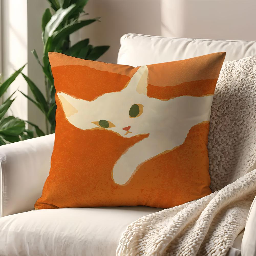 Cute Cartoon Cat Art Kawaii Cushion Cover For Pillow Printing Sofa Decoration Home Car Room Coffee Shop Office Nordic Simplicity