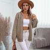 Vintage Autumn Winter V Neck Loose Knitwear Sweater Long Sleeve Solid Color Cardigan Top