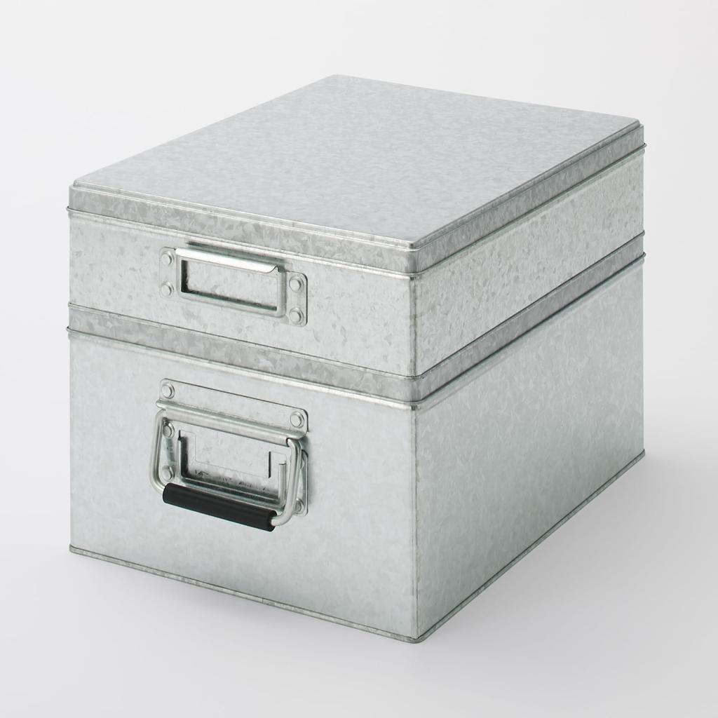 MUJI stor galvaniserad järnlåda KGG25A1S, 8,5 cm hög,