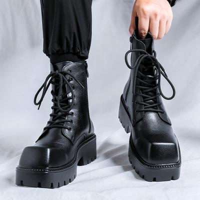 Fashion Square Head Martin Boots Men'S British High Street Platform Zipper Tooling Boots Chelsea Cigarette Boots 1907-R