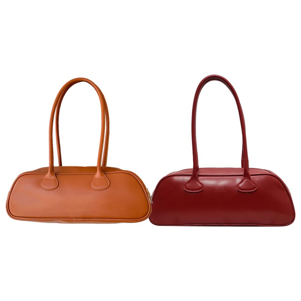 Women Fashion Shoulder Bag Large Capacity PU Leather Vintage Armpit Bags Solid Color Versatile Bowling Bag Commuting Handbag