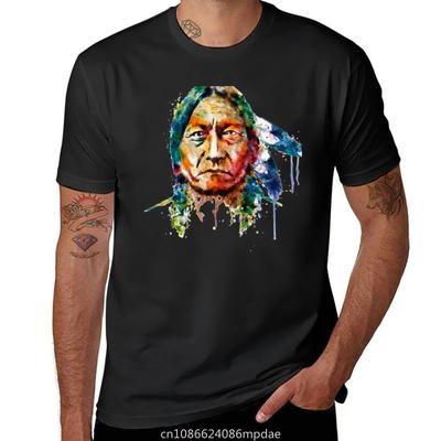 Sitting Bull Watercolor Painting T-Shirt Vintage Clothes New Edition Mens Tall T Shirts
