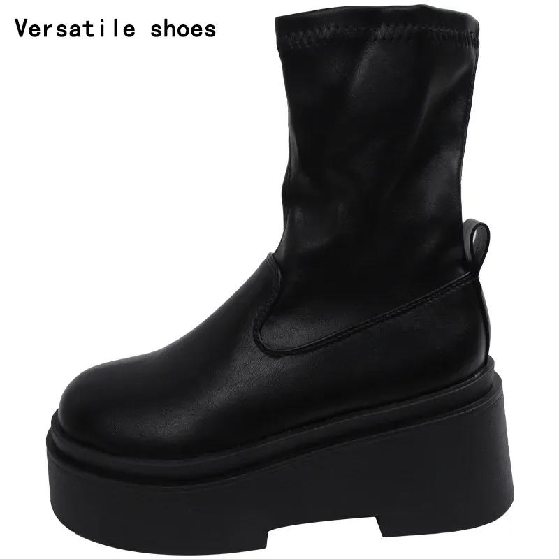 Streetový styl Podzim Zima Dlouhé Kozačky po Koleno Dámské Módní Platforma Vysoké Podpatky Boty Nazouvací Párty Botas Mujer