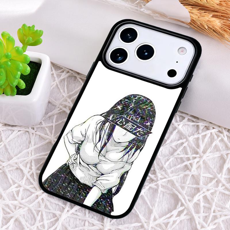 Sad Girl Japanese Anime Shockproof Phone Case for iPhone 17 Air 16e 15 11 12 14 13 Pro Max Cover Coque