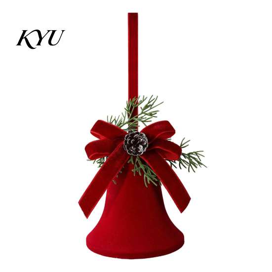 Christmas Tree Hanging Decor Nordic Velvet Bell Ornament, Flocked Bells for Matte Flocking Festive Decorations Door Window Decor, Holiday Home