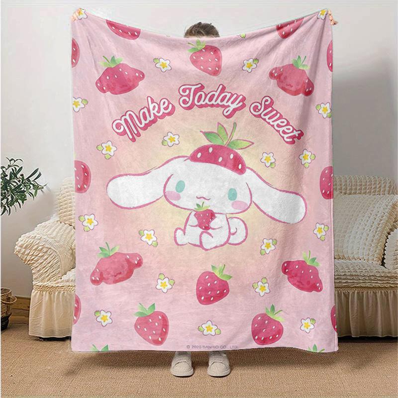 

1pc Cute Strawberry Cinnamoroll Cartoon Blanket, Seasonal Home Decor Gift, Living Room, Travel, Camping, Car Blankets, Beach, Office Naps, Perfect for 130x150cm