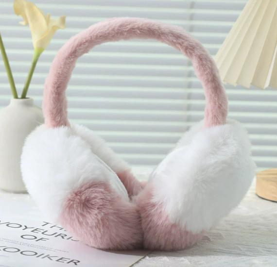 Kolorowe nauszniki składane - Ciepły polar, futro królika, na rower na zewnątrz