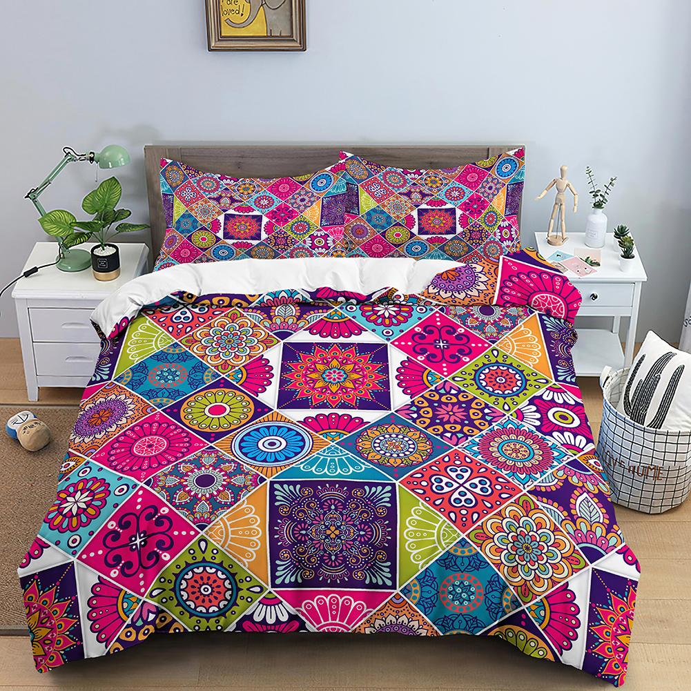 Bohemian Mandala Duvet Cover Boho Chic Hippie Bedding Mandala for Aducts Boys Girls Black White Bedroom Decoration Queen King