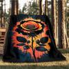 1pc Black Rose Art Print Outdoor Flannel Blanket Soft All Season Polyester Throw , Perfect for Picnics & Travel , Picnic Accessory