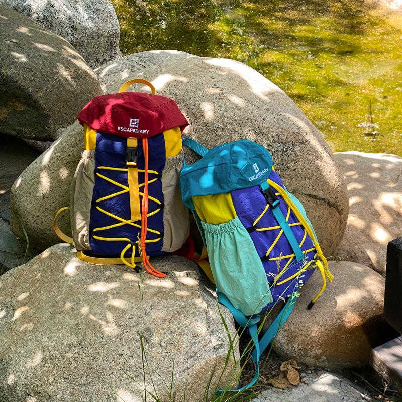 Schoolbag Korean Outdoor Dopamine Contrast Colour Mountaineering Travel Bag Lightweight Drawstring Bundle Storage Backpack Sports Backpack