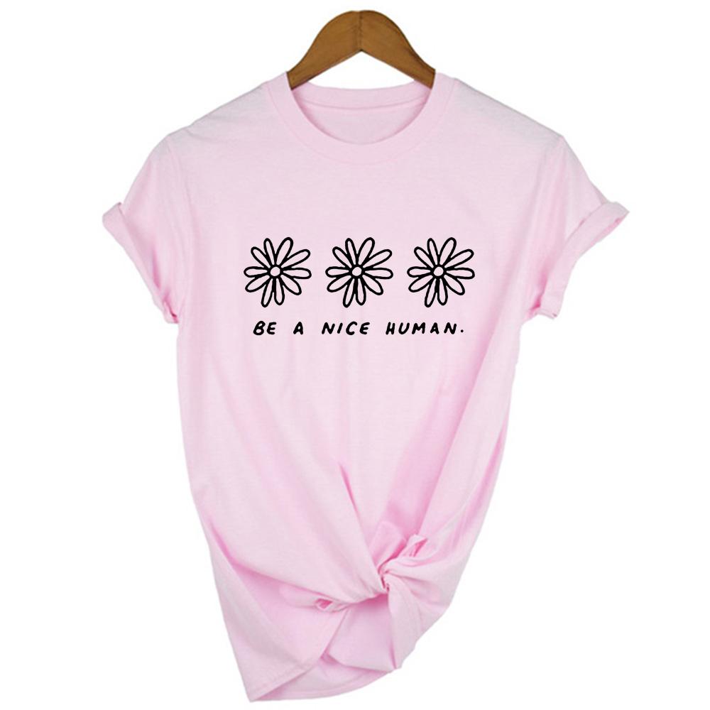Be A Nice Human Print Women Summer Short Sleeve Funny Fashion Tops Tumblr Casual Slogan Religion