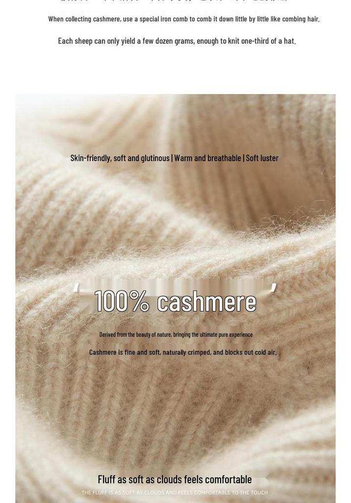 Women's 100% Pure Cashmere Beret for Autumn/Winter - Warm, Versatile, French Style, Large Fit, Slimming, Thick Knit, Solid Color.