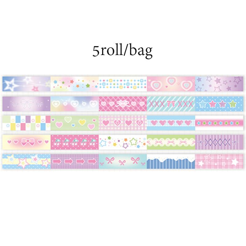 

5 рулонов/набор корейских тонких липких лент васи, набор Dream Selling Galaxy Cute Girl, руководство по наклейкам DIY, материал для наклеек-петлей