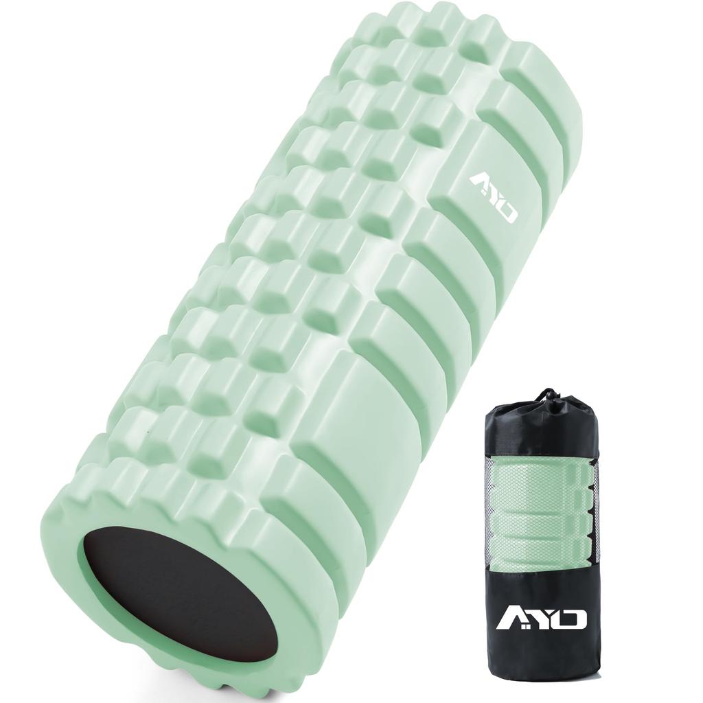 AYO Foam Myofascial Release Roller 500kg Load Yoga Strap Yoga Pole Training Stretching Equipment Sports Fitness with Storage Light Green Roller,