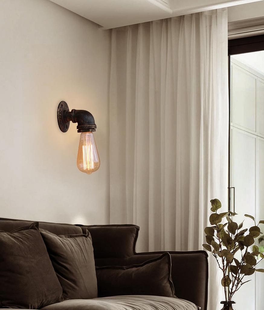 Chikazari Faucet-shaped Wall Lamp, Wall-mounted Lighting, Bracket Light, Industrial Rusty Vintage Pipe Wall Light, Stylish Bracket Light, Western Styl