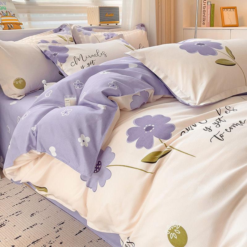 Zestaw czteroczęściowy Klasy A Domowy Gruby Przyjazny dla skóry Piaskowany Twill Ins Kreskówkowy Pokrowiec na kołdrę Zestaw trzyczęściowy na łóżko do akademika