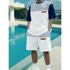 Striped Patchwork Red Label Short Sleeved T-shirt Shorts