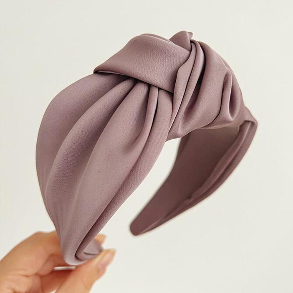 PROLY Neue Mode Damen Haaraccessoires Einfarbige Breite Seiten-Haarband Mittlerer Knoten Turban Stirnband für Erwachsene
