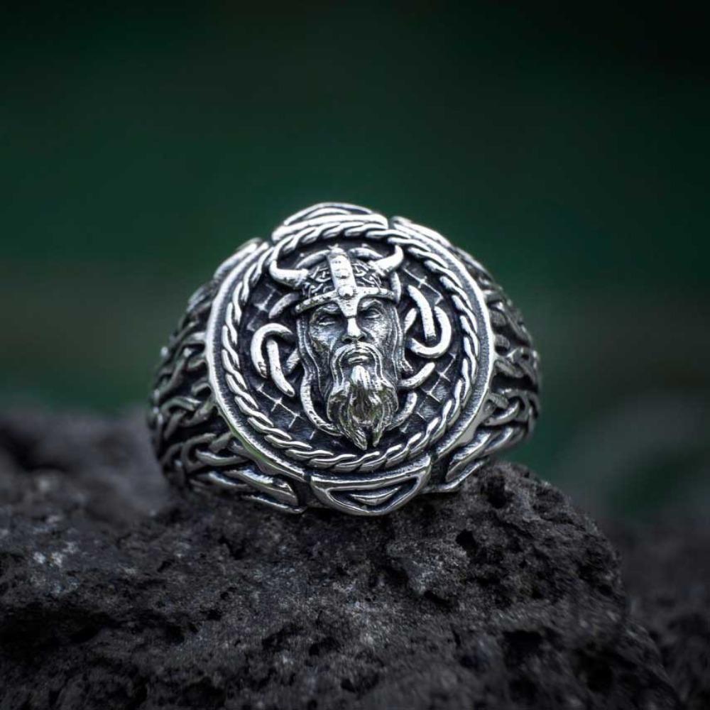 Retro Viking Silver Ring Norse Celtic Warrior Head Men Jewelry