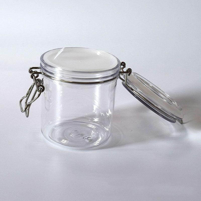 

500ML Plastic Round Clip Top Storage Jar With Airtight Seal Lid Kitchen Con X3UC M&1-tier чистый