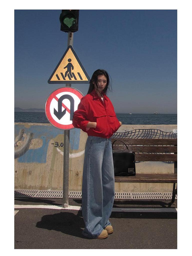 2025 Autumn/Winter Women's High Waist Retro Wide-Leg Jeans - Washed, Loose, Slimming, Versatile, Floor-Length.