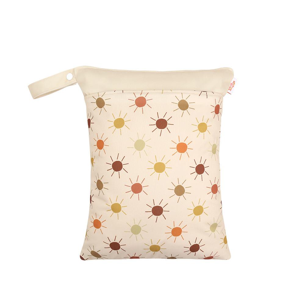 Waterproof Reusable Cloth Bag with Zipper Pocket and Handle - Fashionable Sun Burst Design, Suitable for Beaches, Swimming Pools, Gyms, Yoga