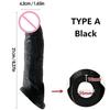 Black Penis Sheath with Vibrator Optional Extension Silicone Gel Extensible Sex Toys for Men