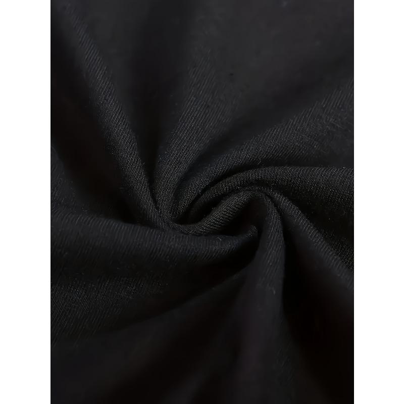 European sizes Men'S Casual Black T-Shirt with Ace of Spades Design - Short Sleeve, Crew Neck, Blend, Summer Streetwear