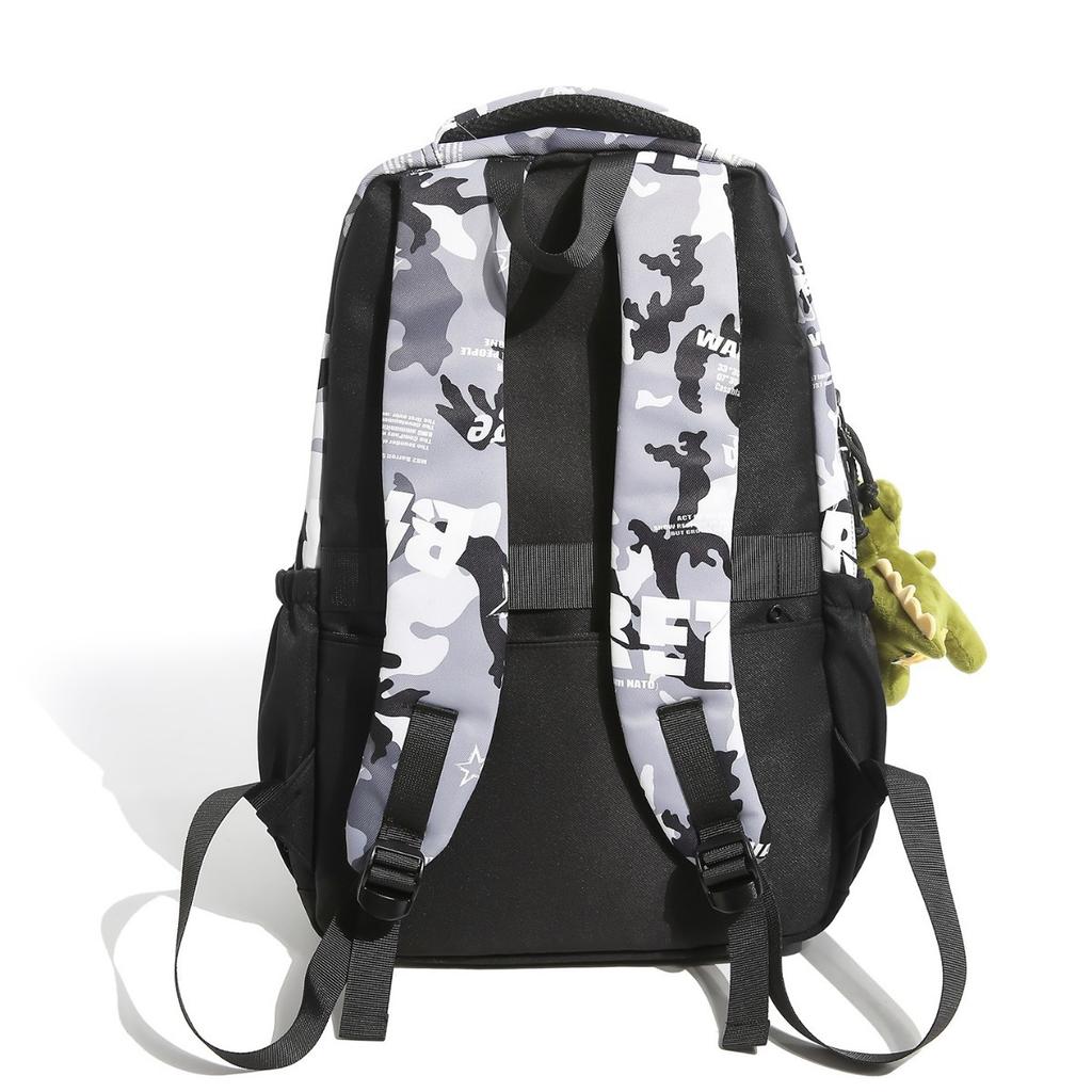 Schoolbag American Trendy Cool Camouflage Splicing Backpack Male College Student Tooling Style Street Travel Leisure Travel Versatile Schoolbag