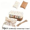 50/100 Stück 2 Farben Blumenmuster Papierkissen Geschenkboxen Verpackung mit Juteschnur für Schmuckverpackungsbeutel Hochzeitsgastgeschenk-Boxen