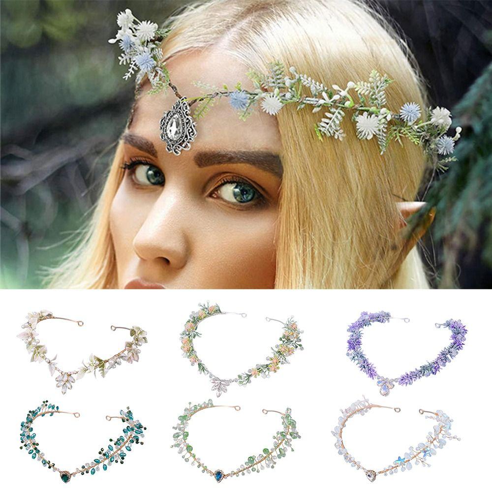 Forest Woodland Fairy Flower Leaf Crowns Handmade Leaves Hair Crowns Elf Headpiece  for Women