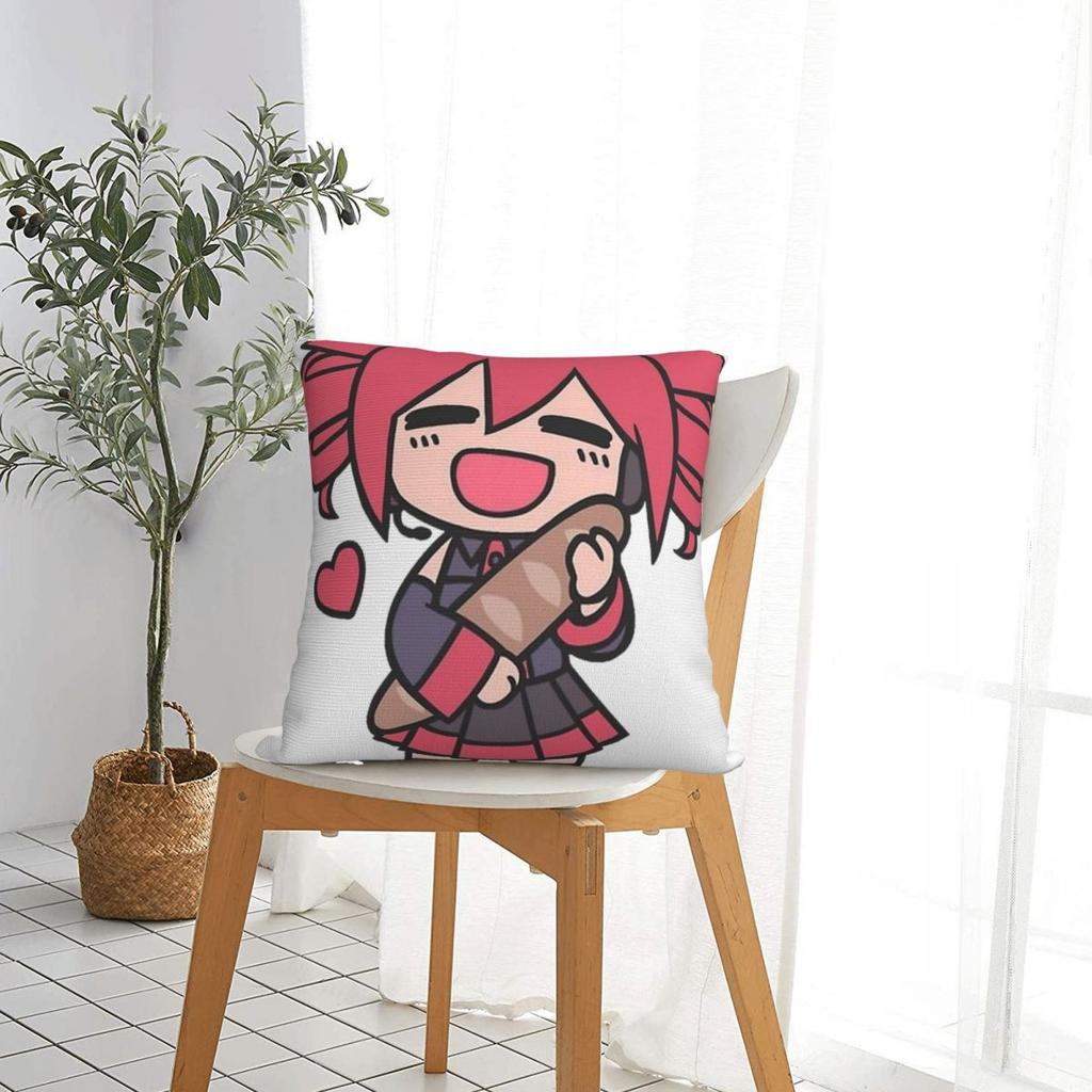 Kasane Teto Loves Bread Chibi Pillowcase Polyester Cushion Cover Decorations Pillow Case Cover Home Square 18'