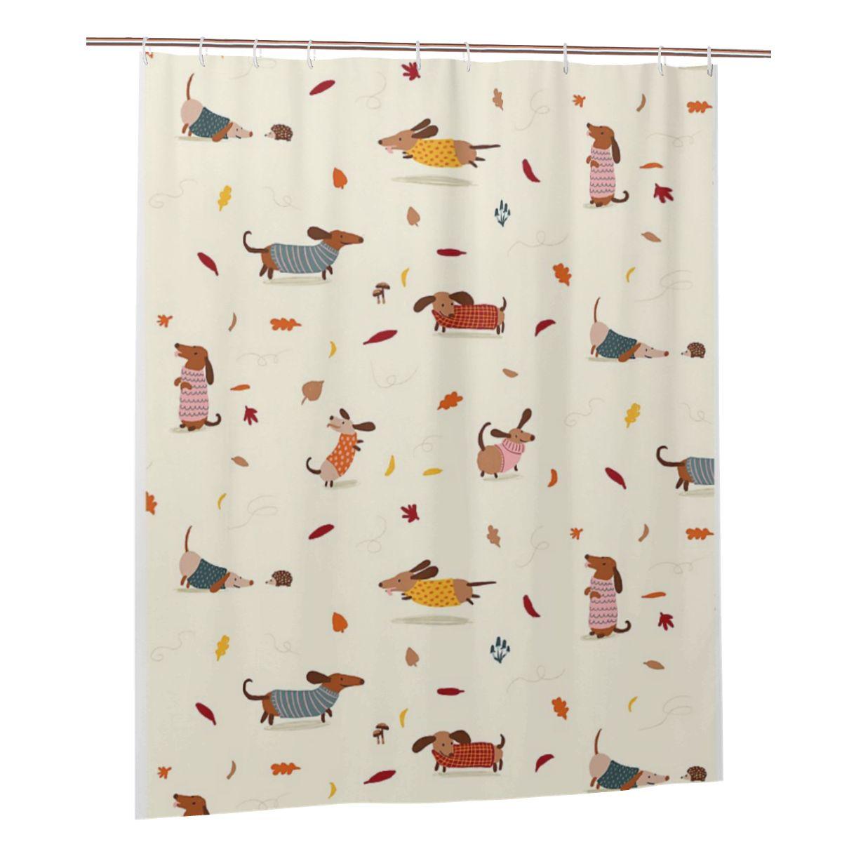 

Dachshund Dog Shower Curtain Bathroom Polyester Waterproof Bath Curtains With Hooks W60H190(CM)-1 Pcs