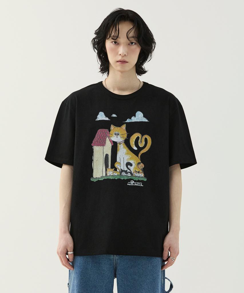Mimdeowodeulobeu Burureu X Mimde Orange Cat T-Shirt_Black