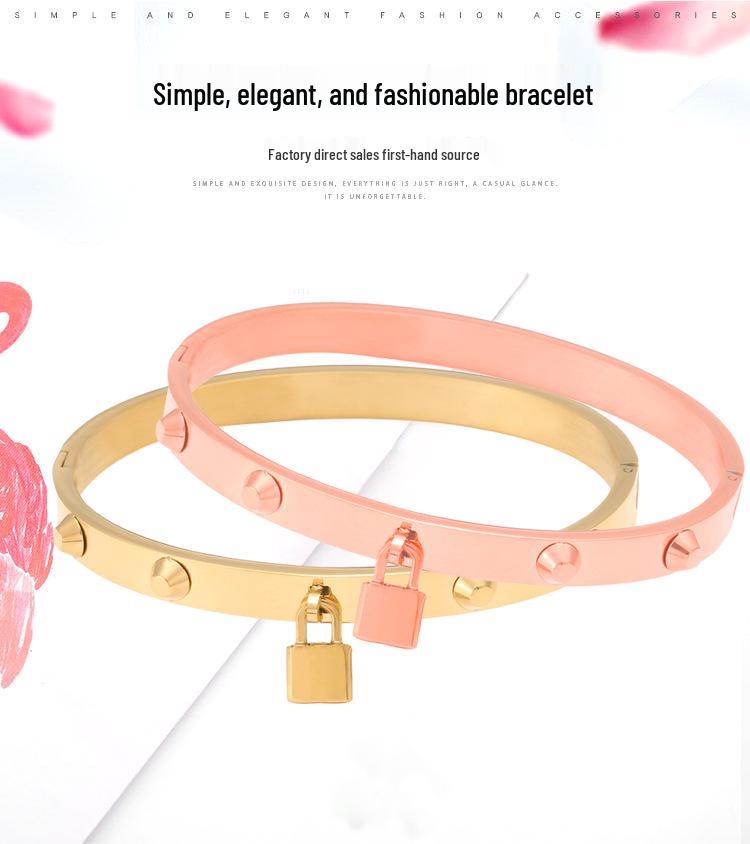 European & American Style Stainless Steel Women's Bracelet with Welded Lock Ornaments