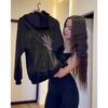 Autumn and Winter New Women's Fashion Solid Color Backless Hollow Mesh Hooded Sweatshirt Sweatshirt