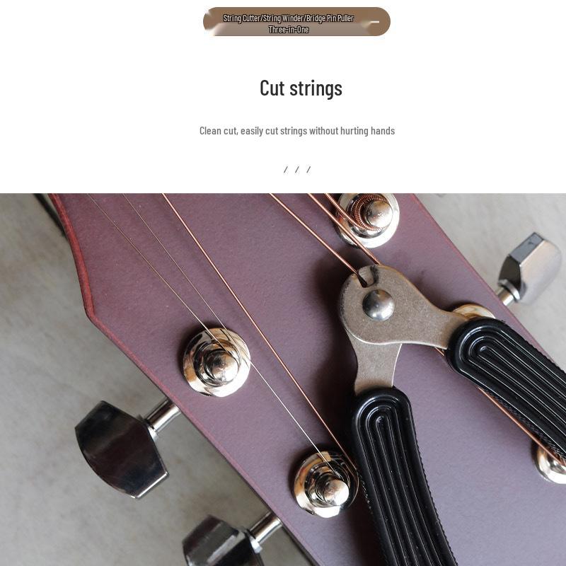 Taglia-corde, Avvolgicorde e Solleva-corde per Chitarra Tre-in-Uno con Plettro in Bachelite