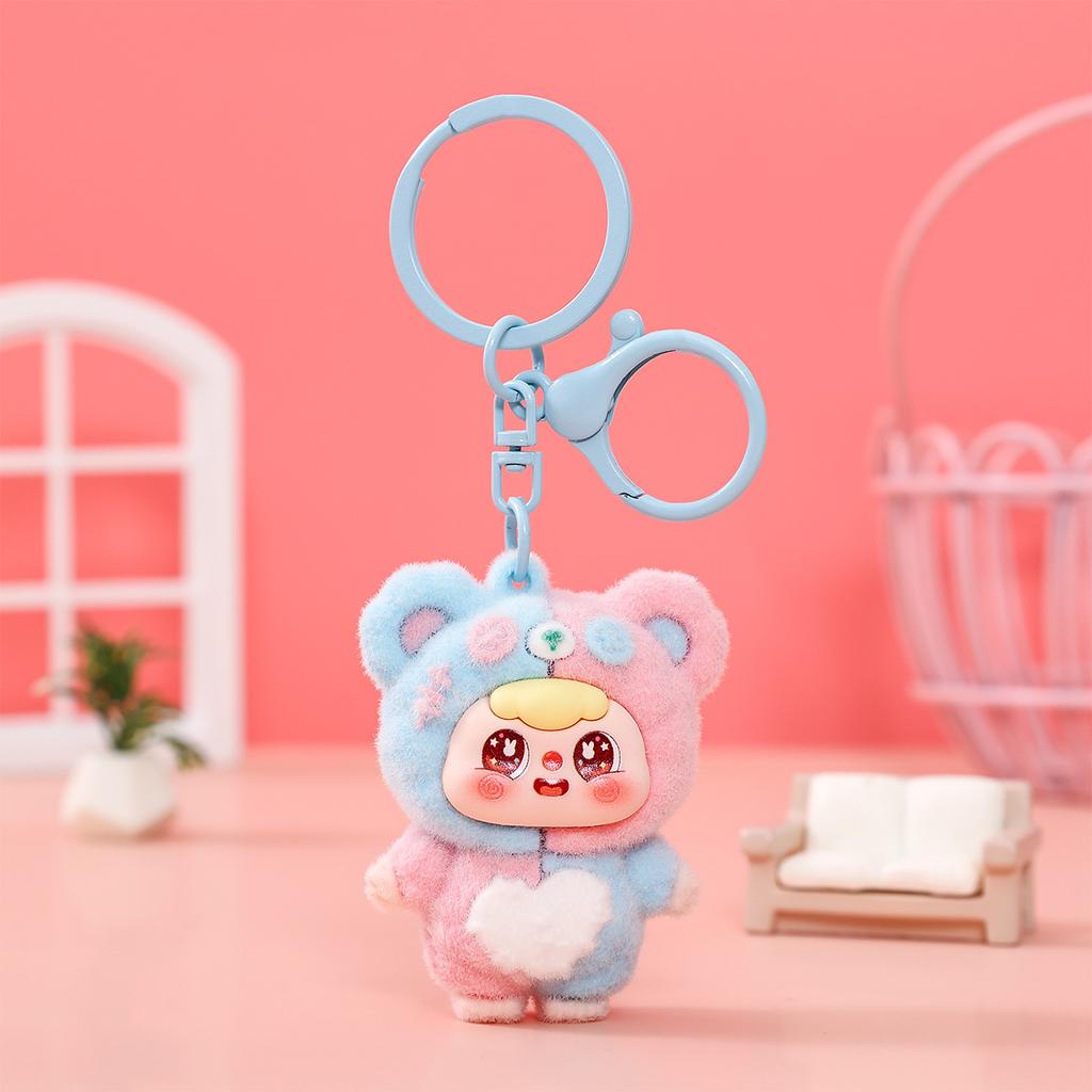 Cute Flocking Color Matching Bean Bag Cute Doll Keychain Pendant Girl Heart Bag Accessories Tide Play Live Stream