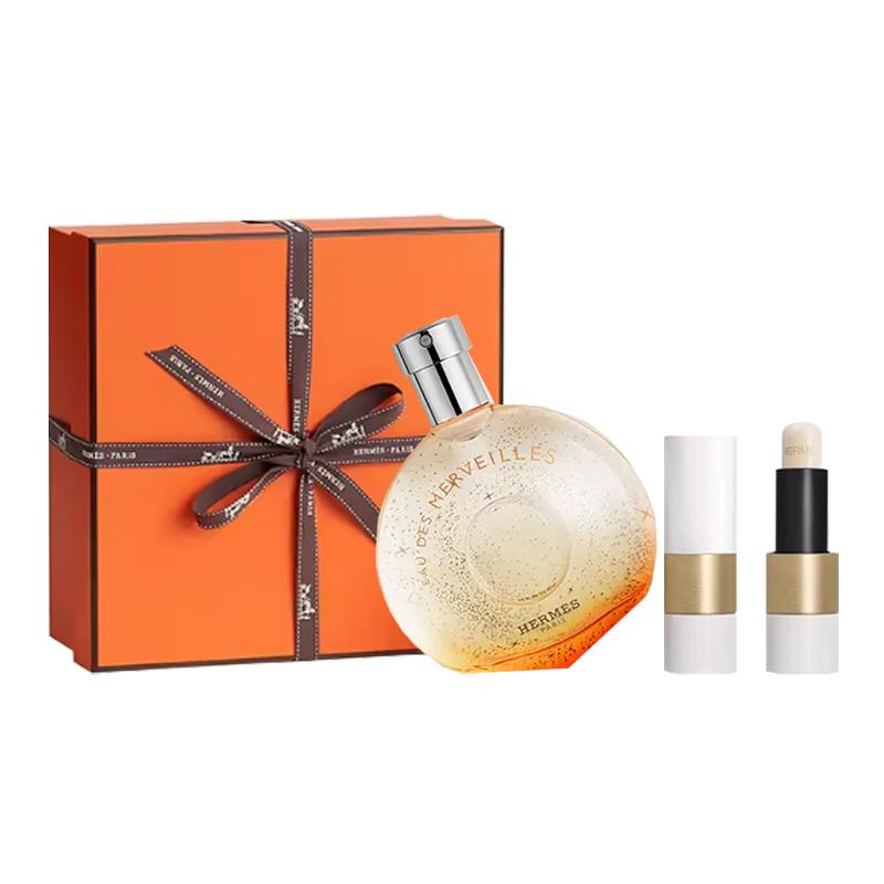 Hermes Orange Lipstick Set Eau de Toilette Fresh and Charming 6563161 6563161-Orange Starlight Perfume EDT 30ml + lip balm 3.5g