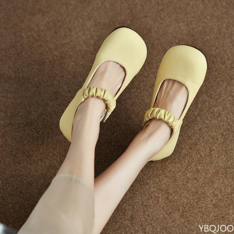 Scarpa singola minimalista a fondo piatto per donna in primavera estate carina suola morbida casual versatile comoda piccole scarpe in pelle