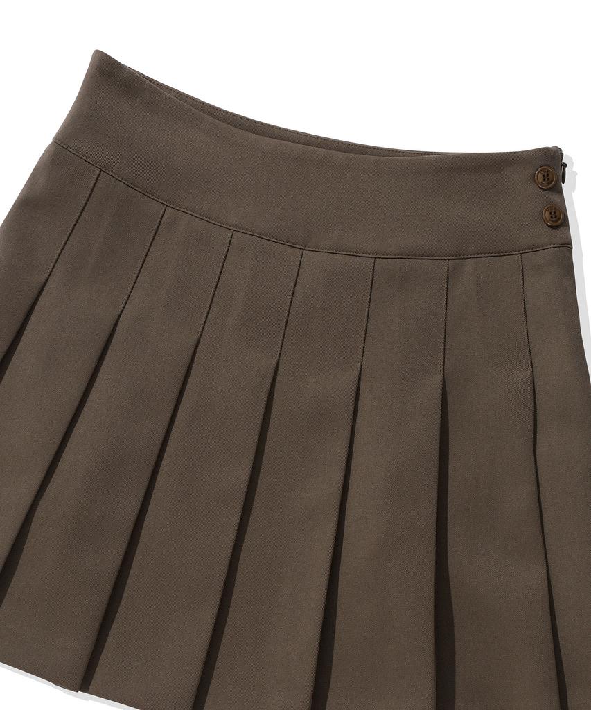 Code Graphy (Women) Pleated Mini Skirt_Chocolate Brown