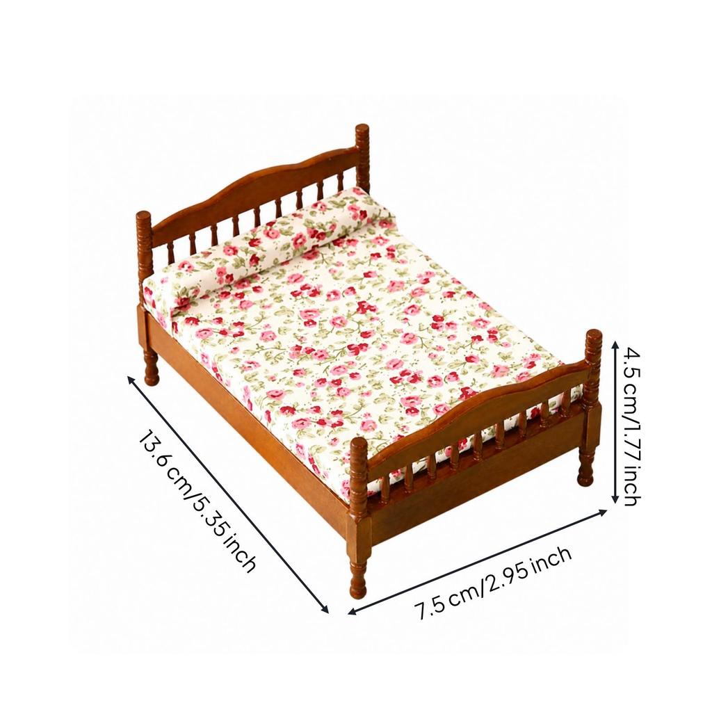 1:12 Scale Dollhouse Four-Post Bed Detailed Diorama Supply Versatile