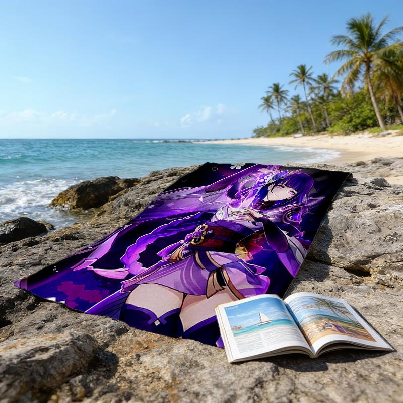1pc Genshin Impact Beelzebul2 Beach Towel, Beach and Seaside Swimming Pool Equipment, Fashion Pattern, Rectangular, Travel Essentials