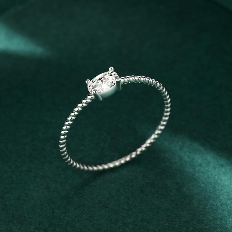 MODIAN Simple Twist Thin Gold Color Rings 925 Sterling Silver Tiny Oval Sparkling Finger Rings For Women Wedding Jewelry