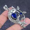 Natural Blue Topaz Gemstone 925 Sterling Silver Jewelry Pendant 2.56" v1b65