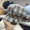 Sweet plaid star newsboy hat women's new retro old octagonal hat embroidery versatile face little beret