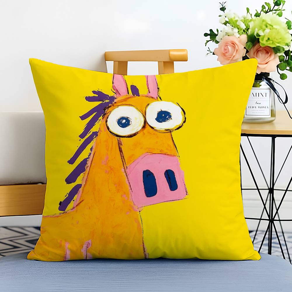Funny Abstract Funny Animals Pillow Case Printed Brushed Fleece Pillow Baby Skin-Touch Eco-Friendly Dye-Sublimat