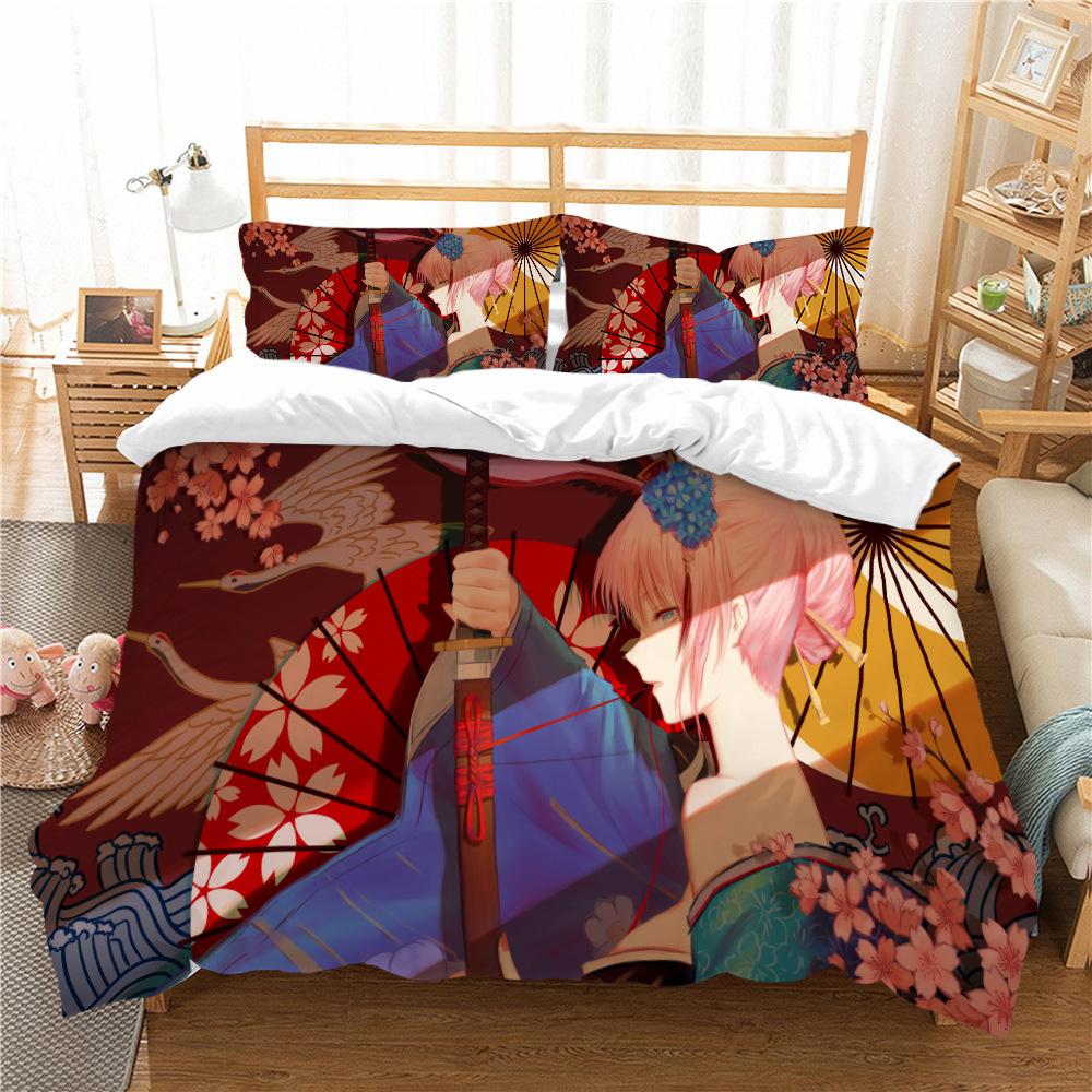 

Quilt Cover Pillowcase Two Or Three-Piece Set Octa Sakura Series Digital Printing Polyester EU single 135*200