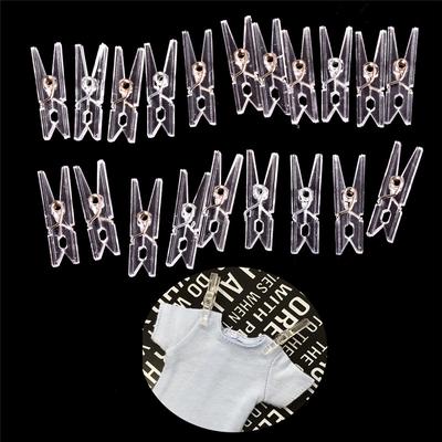20pcs Mini Clear Plastic Doll Clothespin Photo Paper Peg Clips DIY Parts